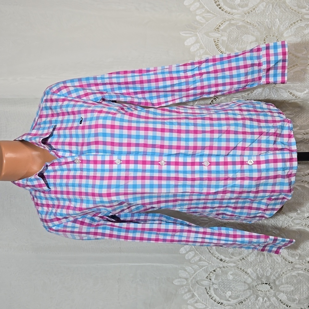 Vineyard Vines Plaid Button Down Pink/Blue/White sz 6